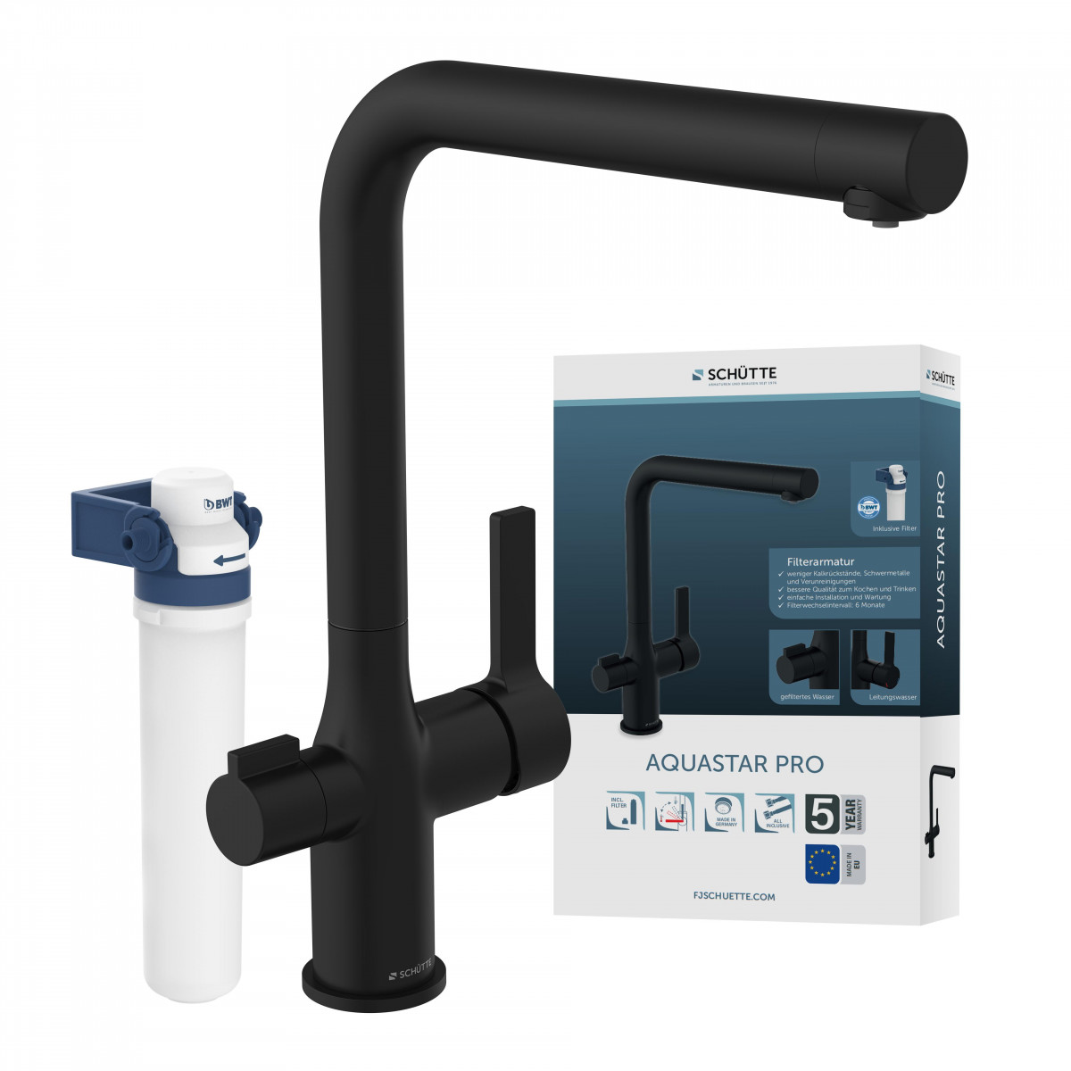 AQUASTAR PRO Mitigeur Système de filtration • Noir mat • SCHÜTTE