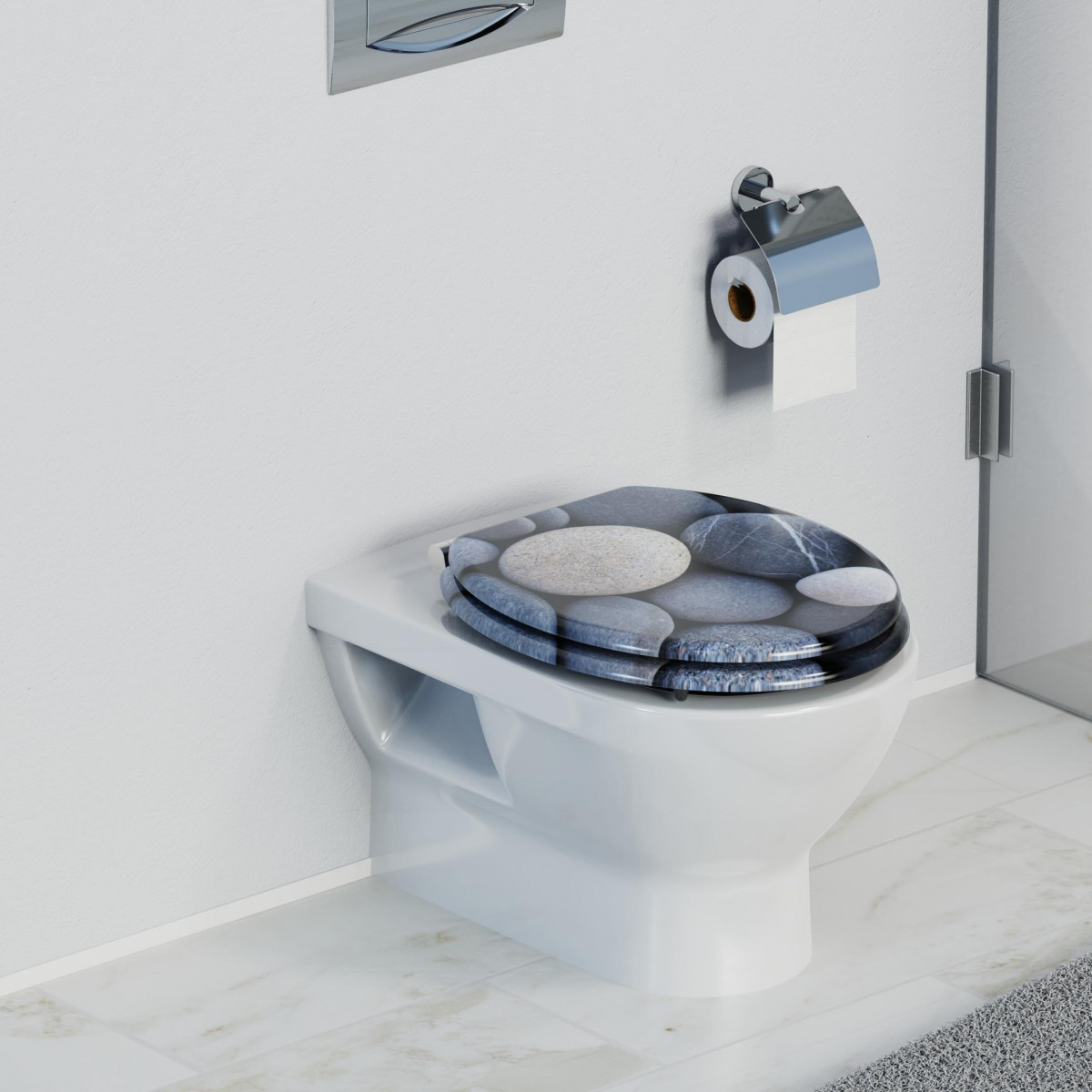 Siège WC GREY STONES • MDF • Avec abaissement automatique • SCHÜTTE