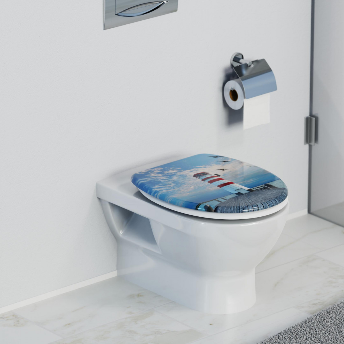 Siège WC LIGHTHOUSE • plastique thermodurcissable • Avec dispositif d'abaissement automatique •