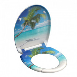 Toilettensitz mit Strandmotiv aus Palme, Meer und blauem Himmel