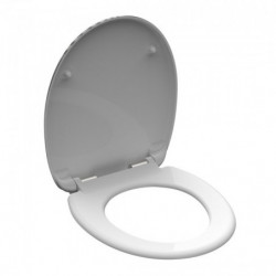 Weißer Toilettensitz mit geöffnetem Deckel und sichtbaren Scharnieren