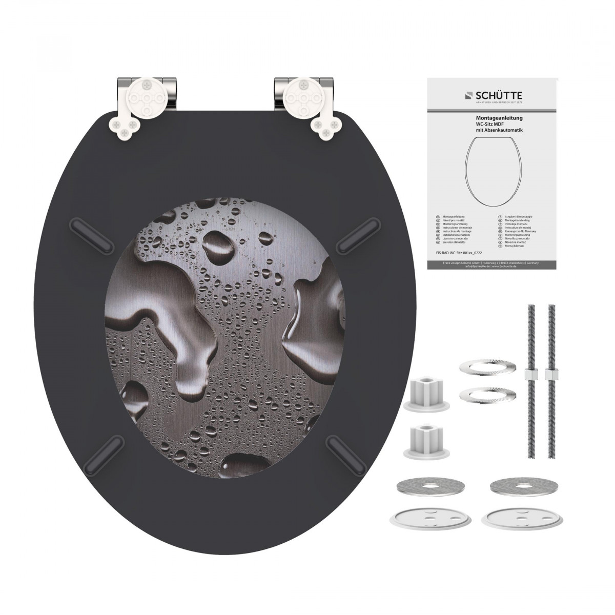 Siège WC GREY STEEL • MDF • Avec abaissement automatique • SCHÜTTE