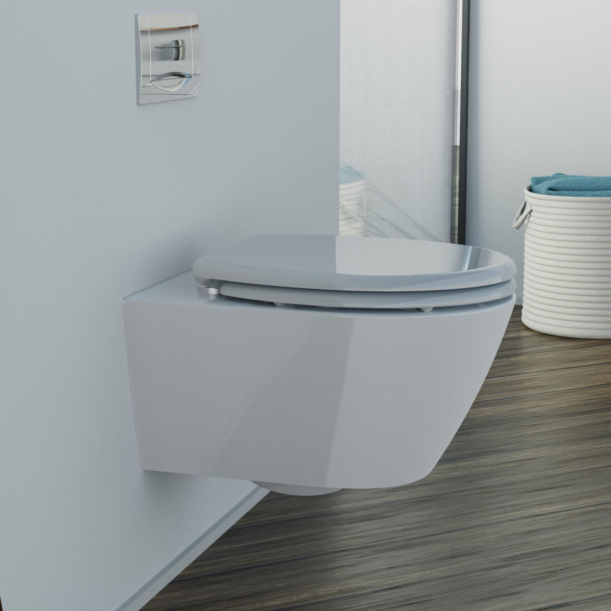 WC seat GREY • Duroplast • Soft-close mechanism • SCHÜTTE