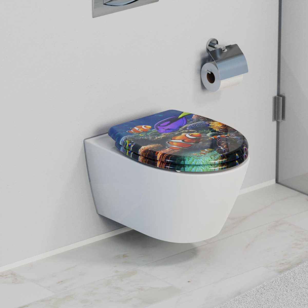 Siège WC SEA LIFE • plastique thermodurci • Avec abaissement automatique • SCHÜTTE