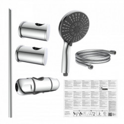 Duschset mit Handbrause, Schlauch, Stange, Wandhaltern und Thermostatarmatur
