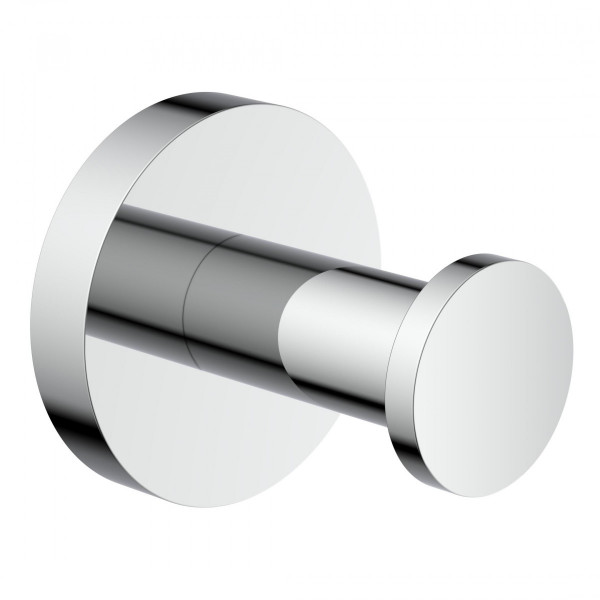 Zylindrischer Wandhaken aus Metall mit runder Wandplatte und glänzender Oberfläche.