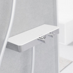OCEAN Mitigeur thermostatique de douche avec tablette • chrome/blanc • SCHÜTTE