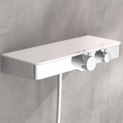 OCEAN Mitigeur thermostatique de douche avec tablette • chrome/blanc • SCHÜTTE