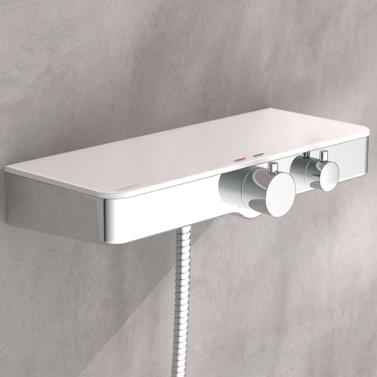 OCEAN Mitigeur thermostatique de douche avec tablette • chrome/blanc • SCHÜTTE