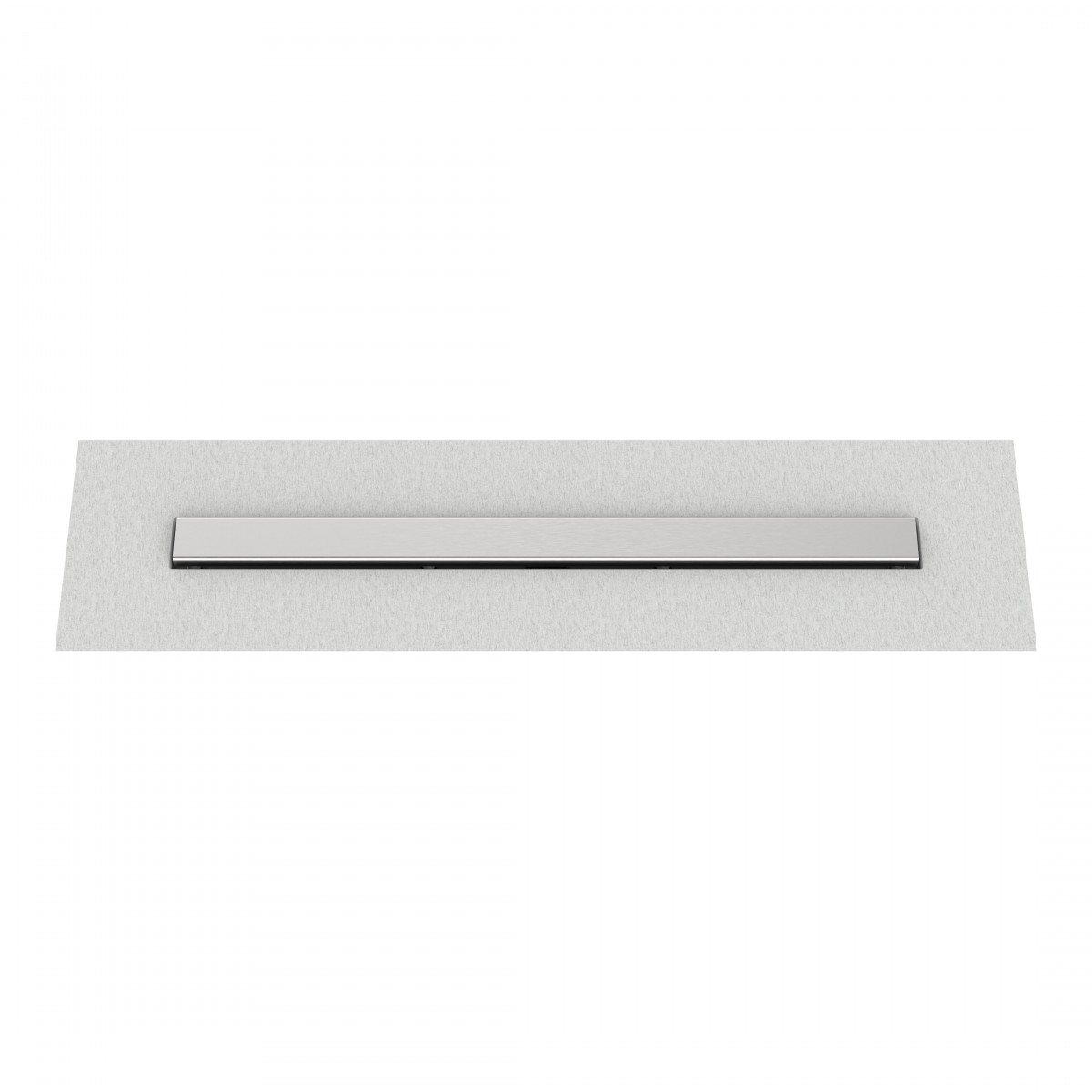 Schmale, horizontal montierte Metallleiste an einer hellgrauen Wand
