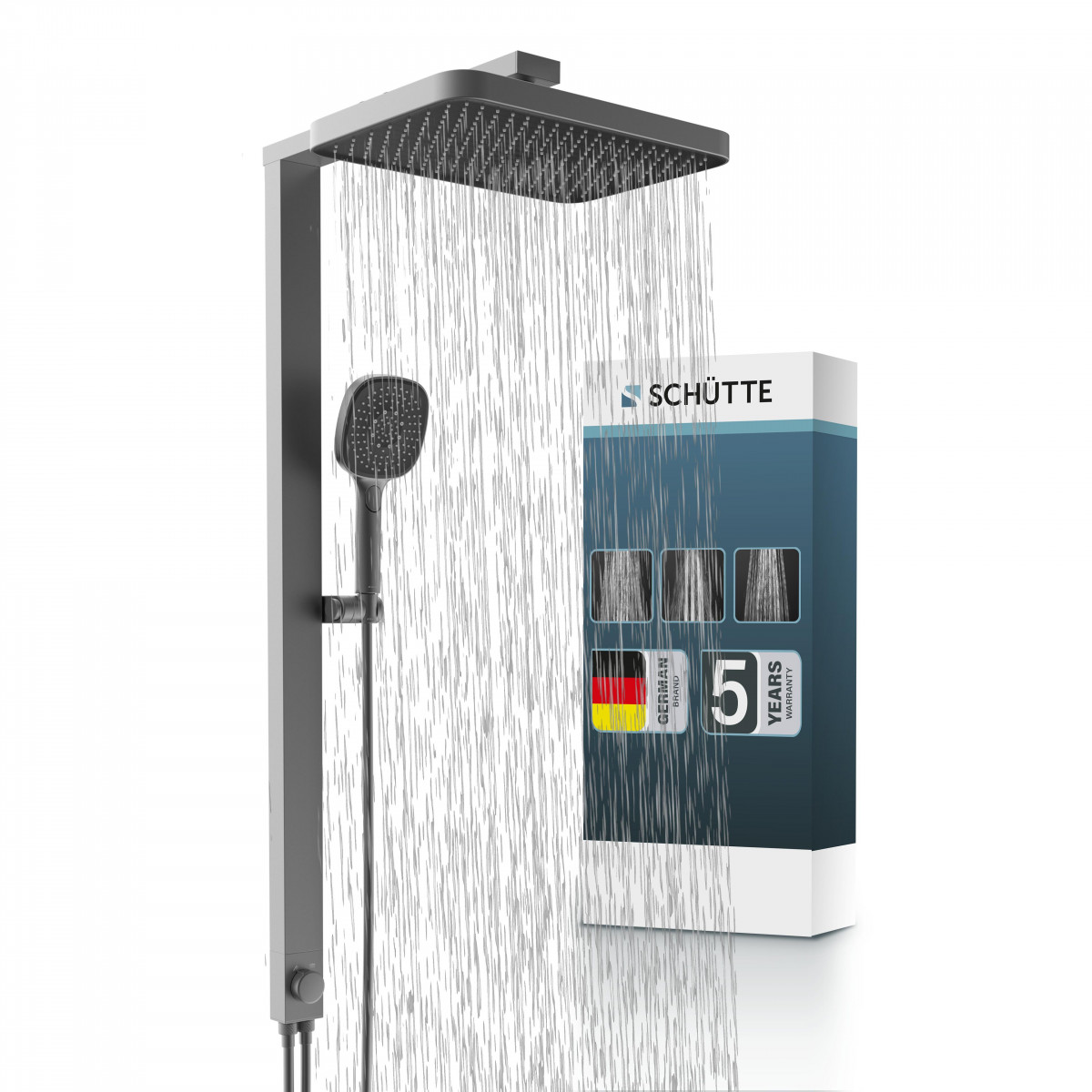 SCHÜTTE Overhead shower set LA PALMA • Graphite matt • SCHÜTTE