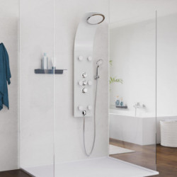 LANZAROTE Glass shower panel • White • SCHÜTTE