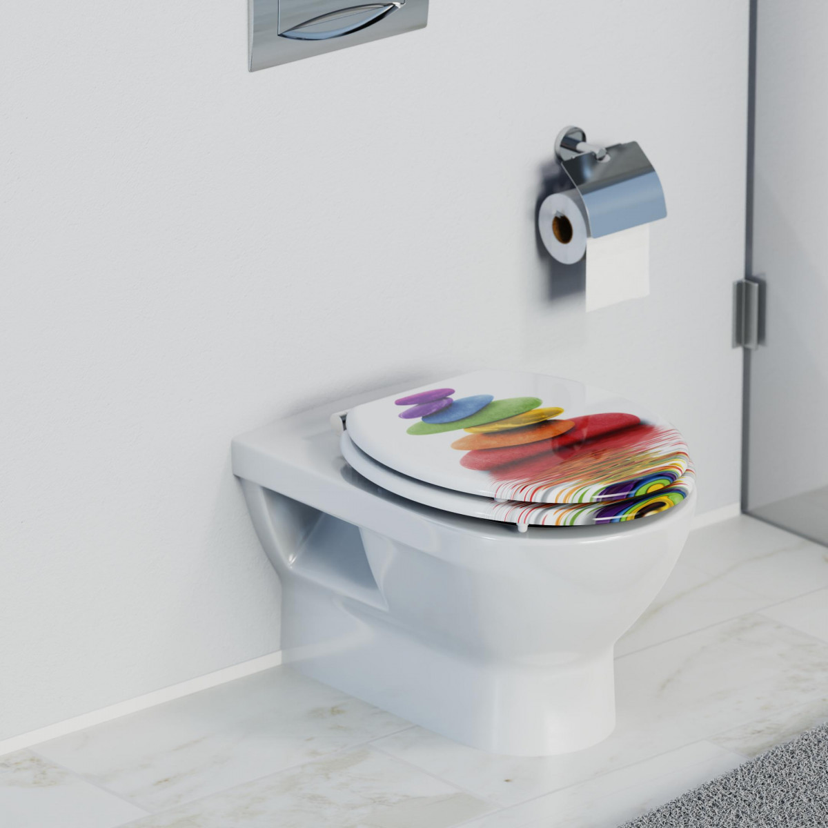 WC-zitting COLORFUL STONES • MDF • met soft-close mechanisme • SCHÜTTE