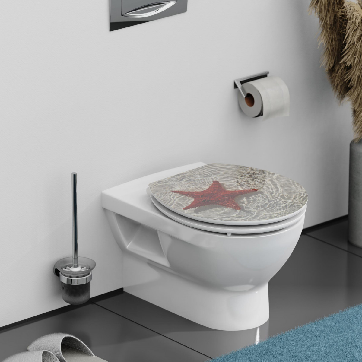 HG WC seat RED STARFISH • MDF • With soft-close mechanism • SCHÜTTE