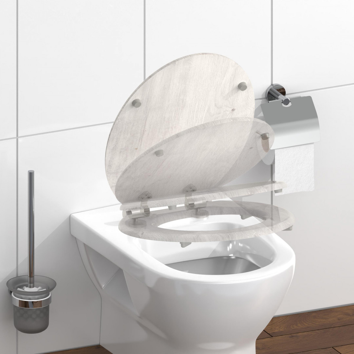 WC seat LIGHT WOOD • MDF • With soft-close mechanism • SCHÜTTE