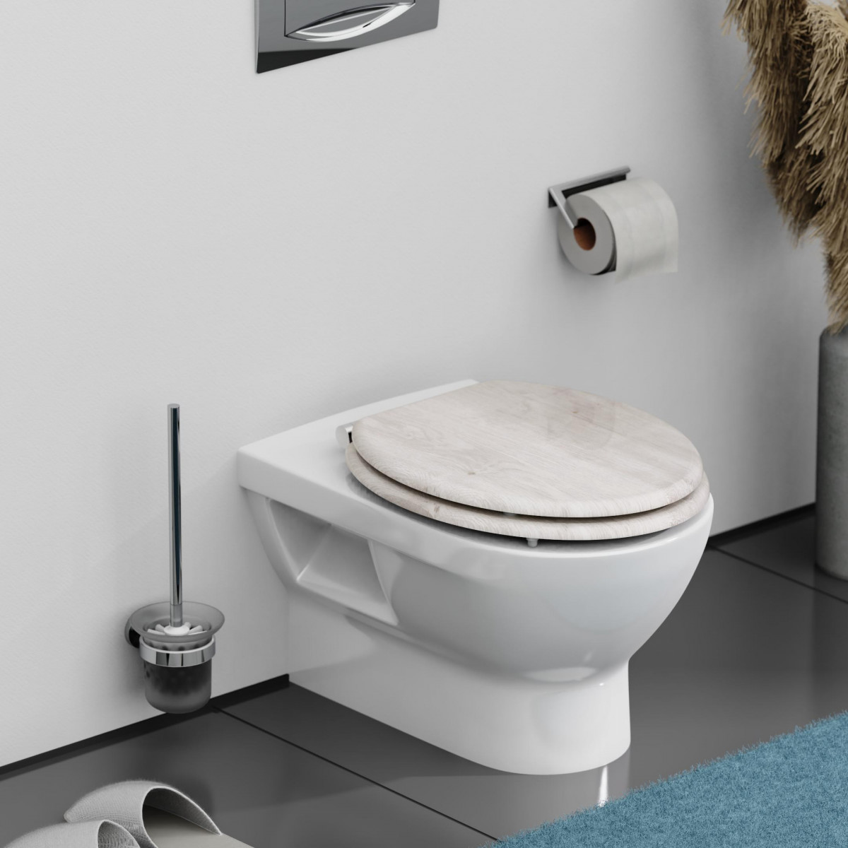 WC seat LIGHT WOOD • MDF • With soft-close mechanism • SCHÜTTE