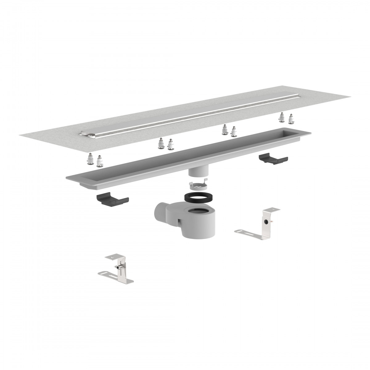 Caniveau de douche avec couvercle en acier inoxydable • 800 mm • 10025 • SCHÜTTE