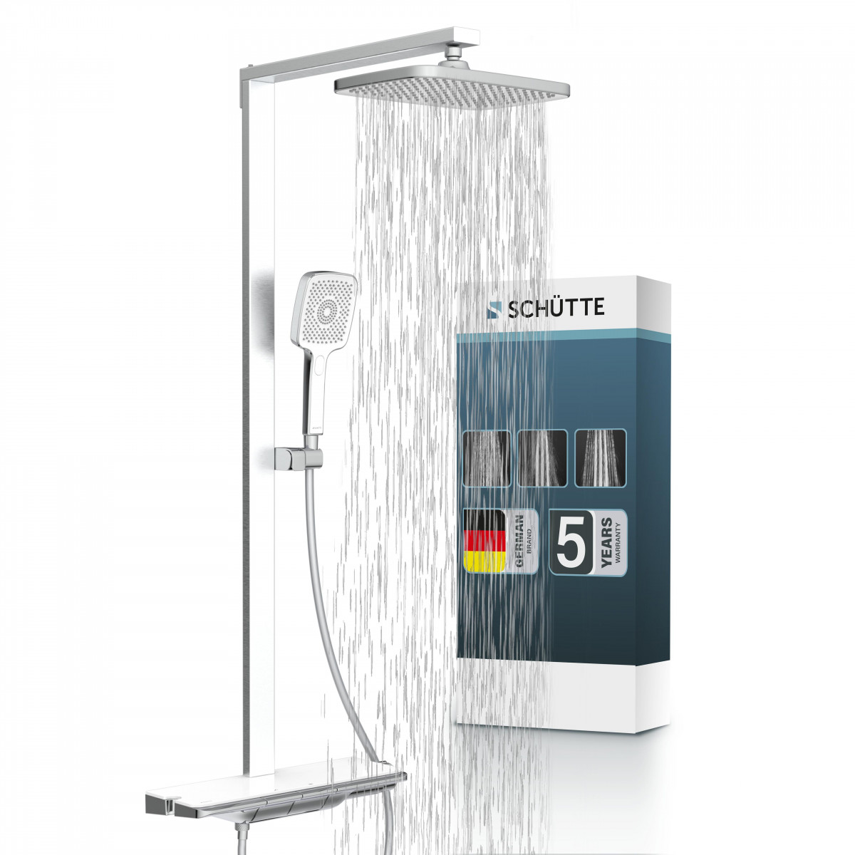 SCHÜTTE Overhead shower set HAWAII • Chrome/White • SCHÜTTE