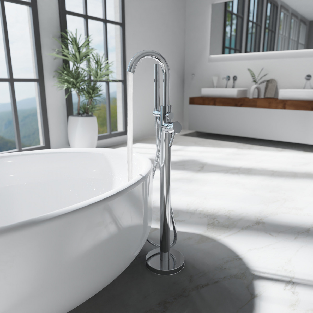 CORNWALL Mitigeur de baignoire • Chrome • Pose libre • SCHÜTTE