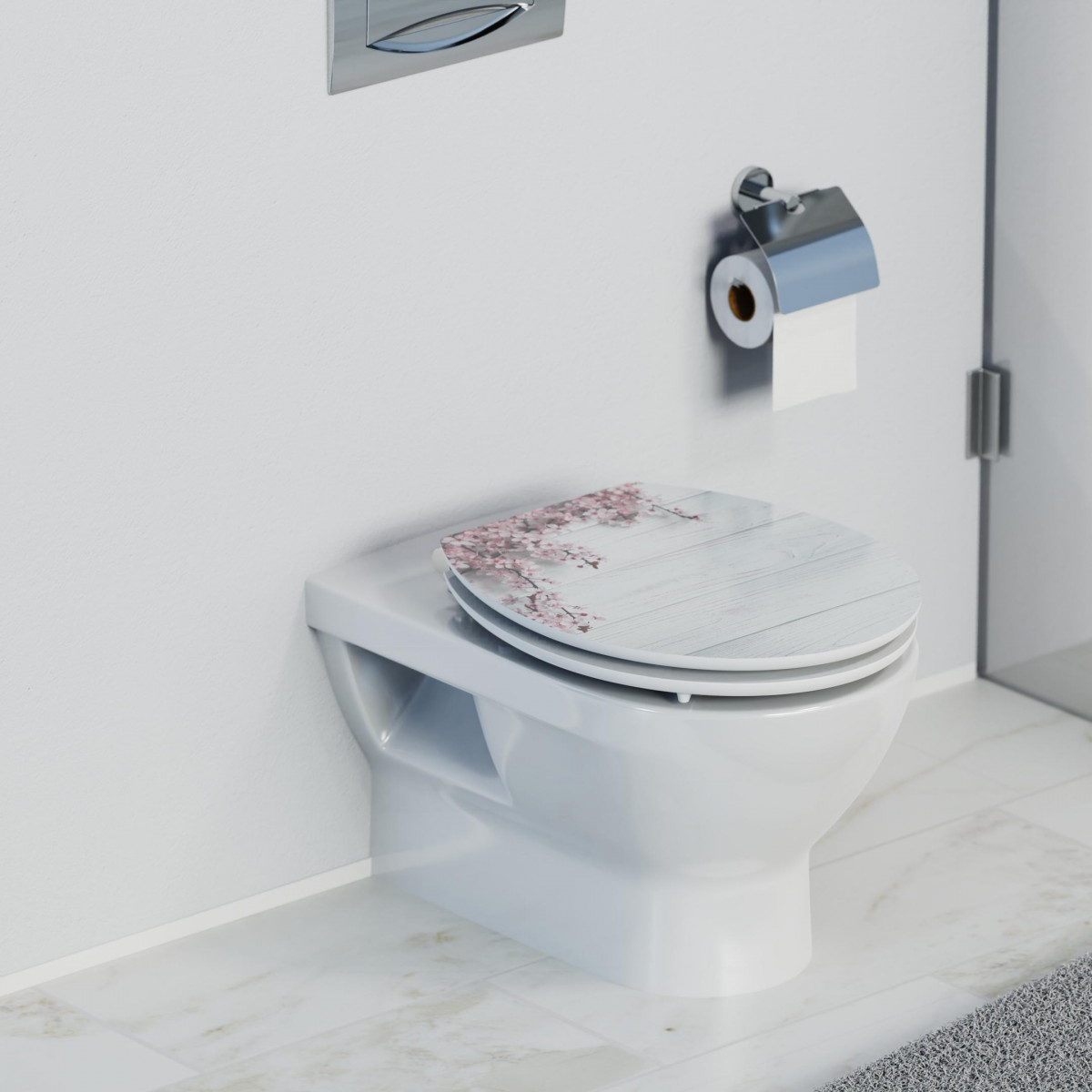 HG FLOWERS AND WOOD WC seat • MDF • With soft-close mechanism • SCHÜTTE