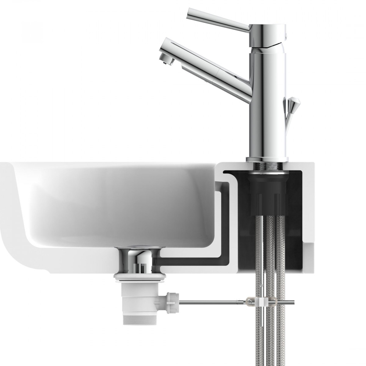 CORNWALL Mitigeur de lavabo • Chrome • Basse pression • SCHÜTTE