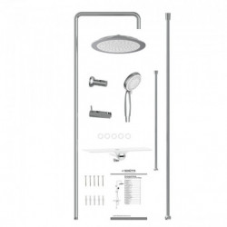 AQUASTAR Overhead shower set, chrome/ white, with tray (mid diverter)