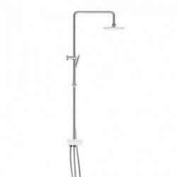 AQUASTAR Overhead shower set, chrome/ white, with tray (lateral diverter)