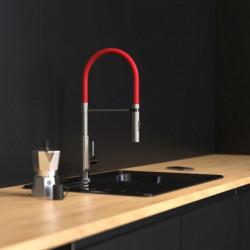 STILO Sink mixer, chrome/black, with soft-touch hose