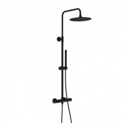 AQUADUCT Overhead shower set, black, with thermostatic tray