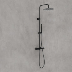 AQUADUCT Overhead shower set, black, with thermostatic tray