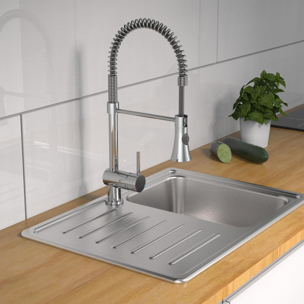 CORNWALL Sink mixer, chrome, with spiral spring