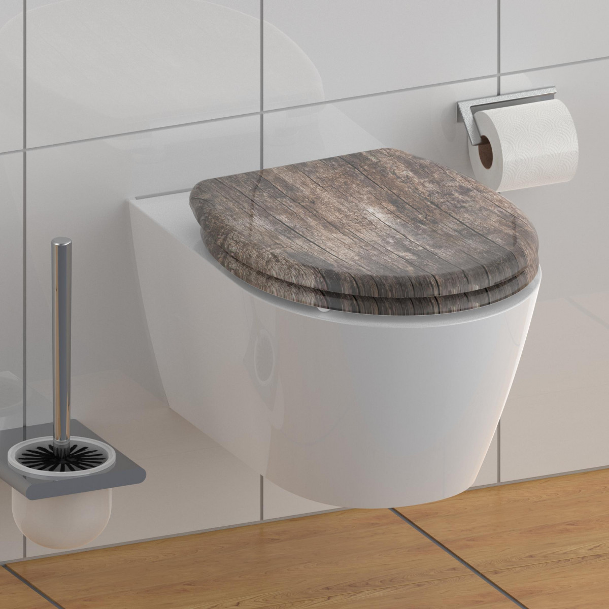 Duroplast WC-Sitz OLD WOOD, mit Absenkautomatik und Schnellverschluss