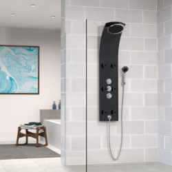 LANZAROTE Shower panel, thermostatic mixer, glass/ black