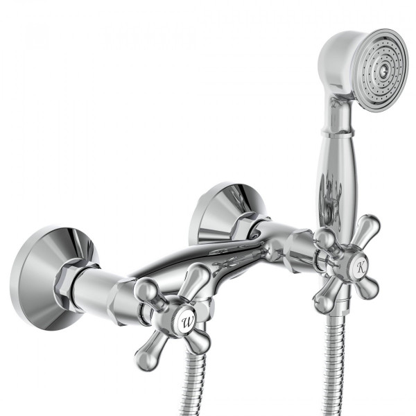 ELK Shower mixer, chrome-plated, with hand shower + shower hose