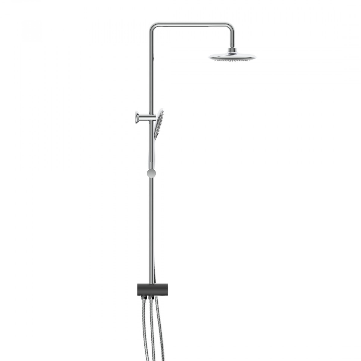AQUASTAR Overhead shower set, chrome/ anthracite, with tray (lateral diverter)