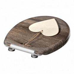 Duroplast Toilet Seat WOOD HEART with Soft Close and Quick Release