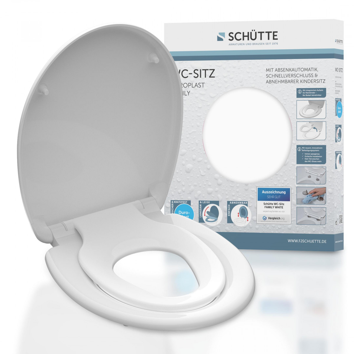 Duroplast Toilet Seat FAMILY WHITE with Soft Close and Quick Release