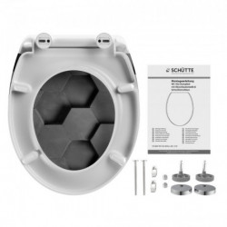 Duroplast WC-Sitz GREY HEXAGONS, mit Absenkautomatik und Schnellverschluss