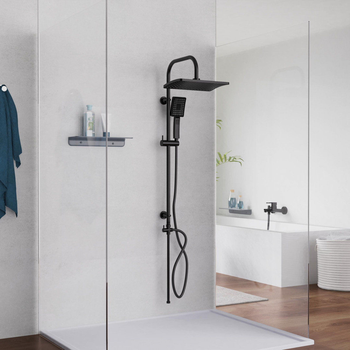 MALLORCA Overhead showerset, black matt