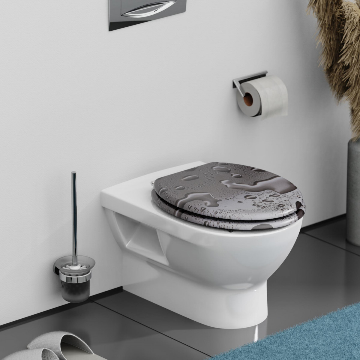 MDF Toilet Seat GREY STEEL with Soft Close