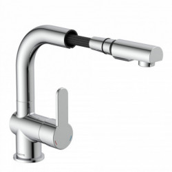 LONDON Wash basin mixer, chrome, with pull-out hair sprayer