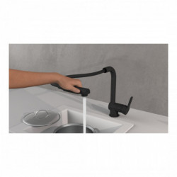 LONDON Sink mixer, black matt, with pull-out spout