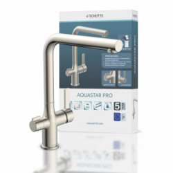 AQUASTAR PRO Sink mixer with filter system, Stainless steel look