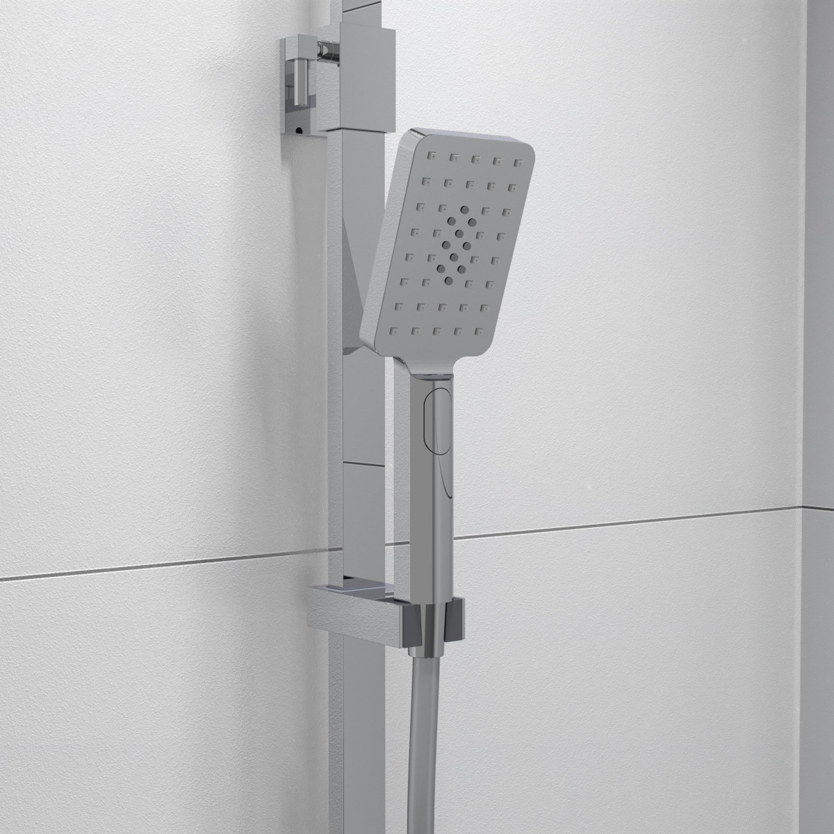 OCEAN Overhead shower set, chrome/ white, with thermostatic tray