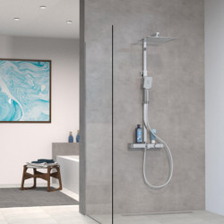 OCEAN Overhead shower set, anthracite, with thermostatic tray