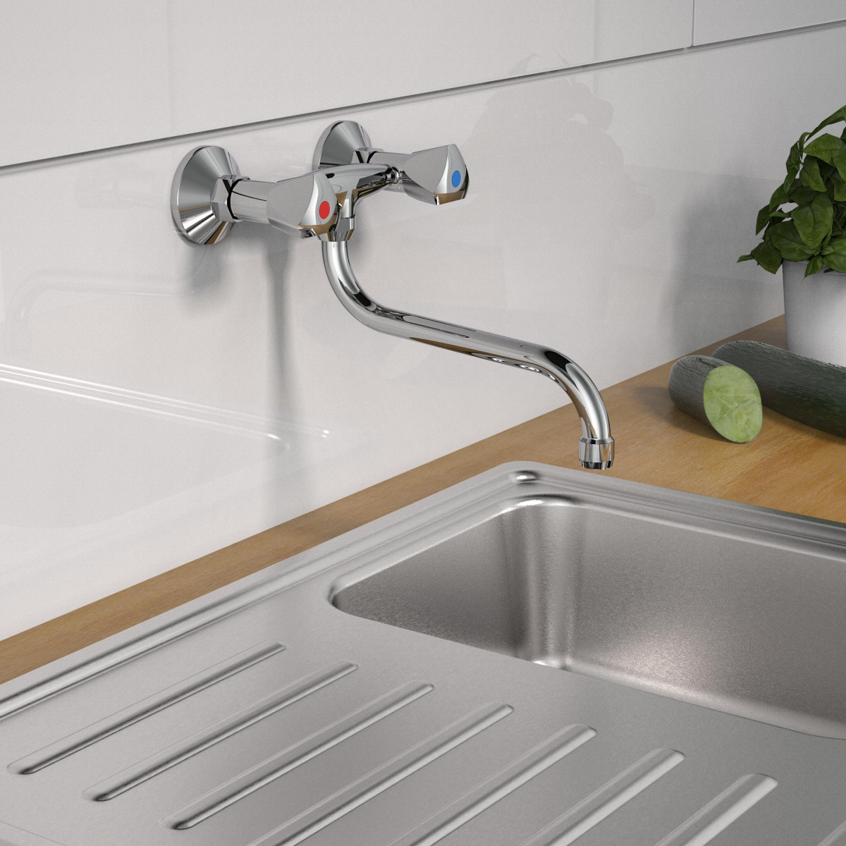 CESTI Sink mixer, chrome, for wall fixing