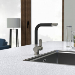 RIO Sink mixer, stainless steel look/black matt