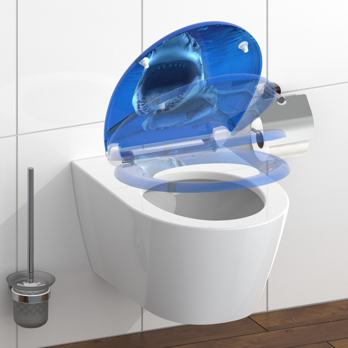 Duroplast WC-Sitz SHARK, mit Absenkautomatik und Schnellverschluss