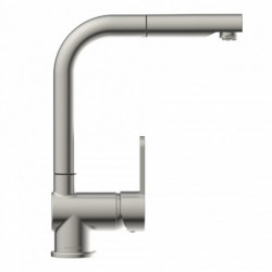 LONDON Sink mixer low pressure, stainless steel look, with pull-out spout