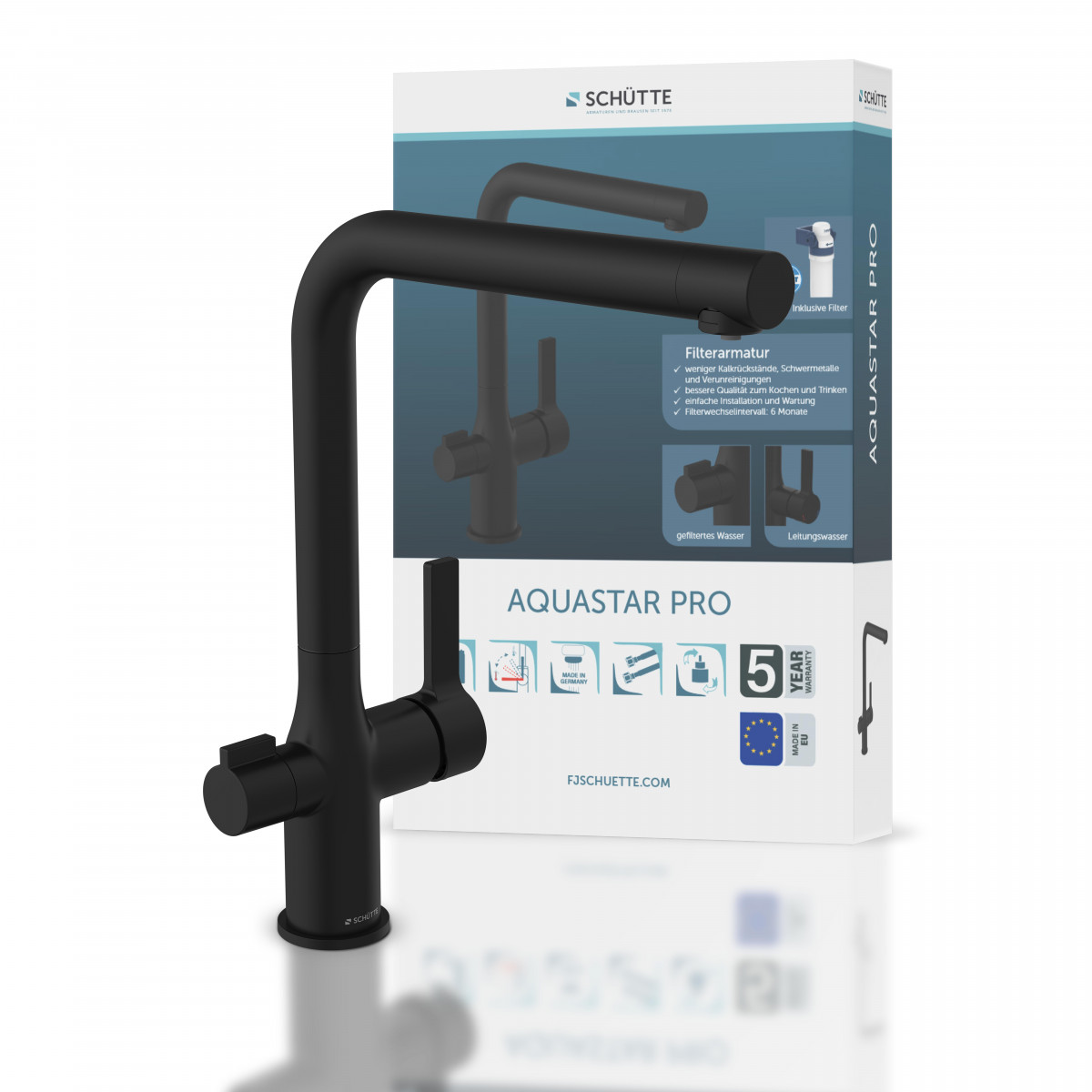 AQUASTAR PRO Keukenkraan met filtersysteem, Zwart mat